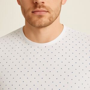 Kenneth Cole T Shirt Mens Large White Navy Micro Dot Pattern Crew Neck Casual
